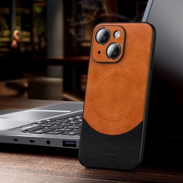 SULADA Magnetic Series Mobilskal till iPhone 15 Läder Skydd Orange