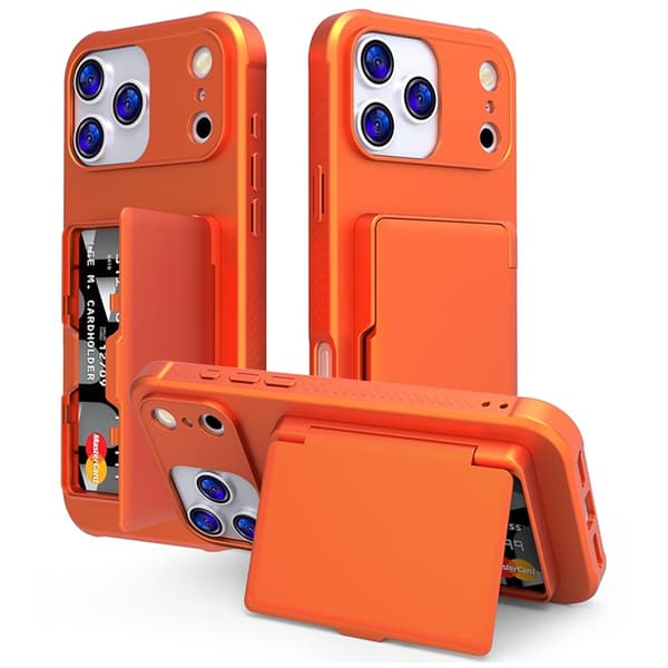 Mobilskal till iPhone 17 Pro Max Korthållare Mirror Kickstand - Orange Orange