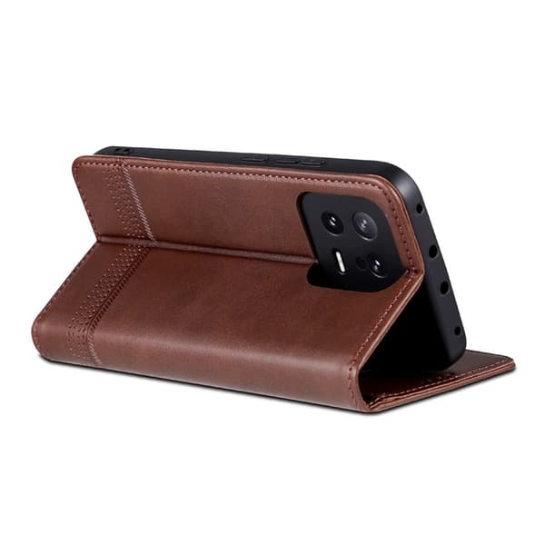 AZNS Xiaomi 13 5G Flip Plånboksfodral Konstläder - Brun