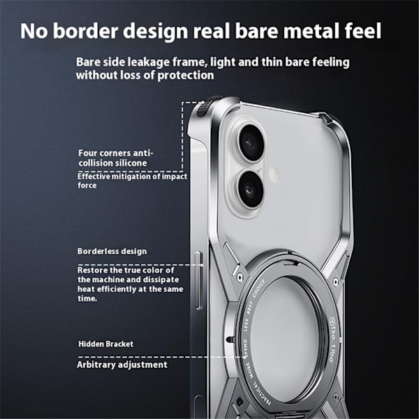 Mobilskal till iPhone 16 Bumper Frameless Kickstand - Silver Silver