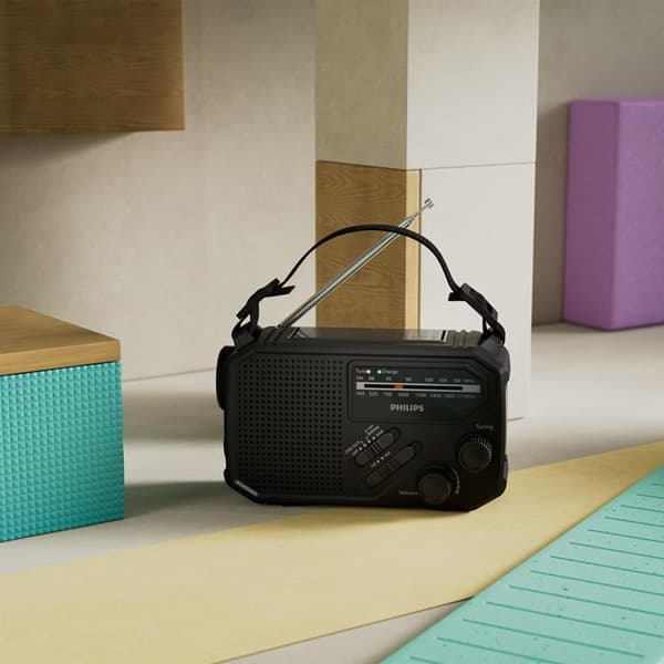 Philips Radio AM/FM lommelygte solcellehåndvæv - sort Svart