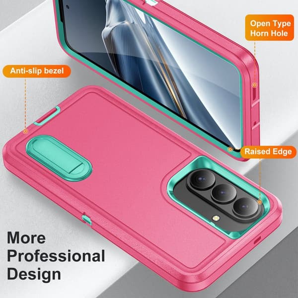 Mobilskal för Samsung Galaxy S26 Plus PC + Silikon Anti-Drop Kickstand - Rosa