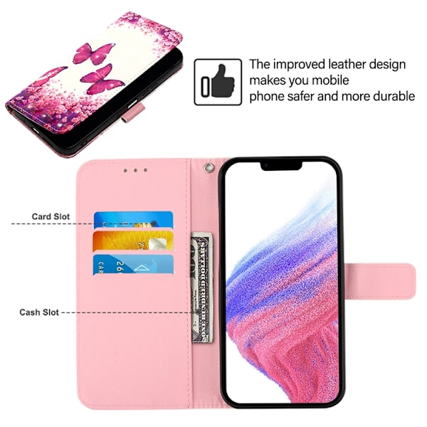 iPhone 17 Plånboksfodral Printing Pattern Med Strap Rosa