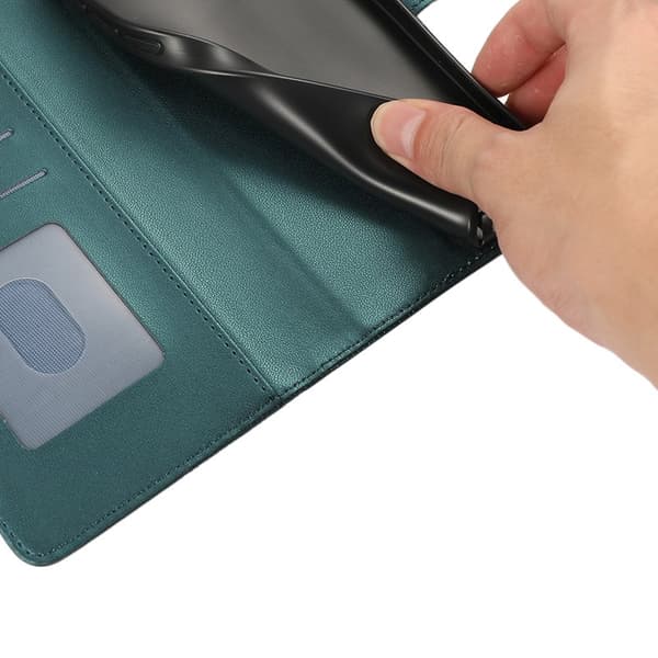 Plånboksfodral för Samsung Galaxy S26 Plus 3D Rhombus Konstläder - Grön
