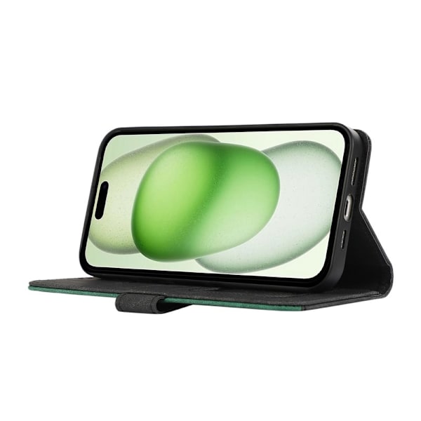 ABEEL iPhone 15 Plus Konstläder Plånboksfodral RFID-Skydd Svart