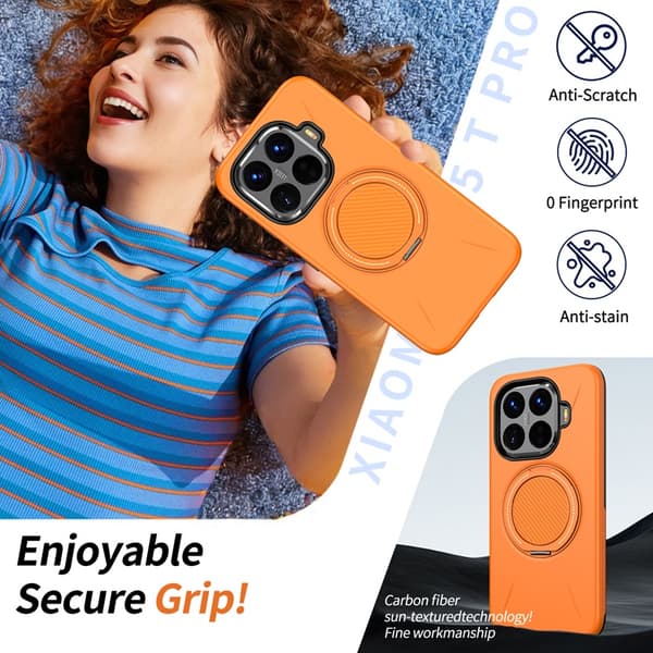 Mobilskal till Xiaomi 15T Pro Magsafe Rotating Kickstand TPU + PC Orange