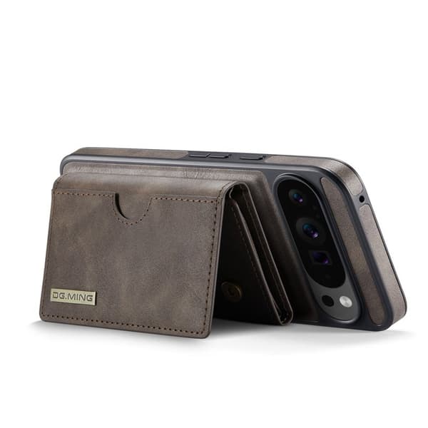 DG.MING M6 Series Konstläder Plånboksfodral för Google Pixel 10 Pro XL Brun