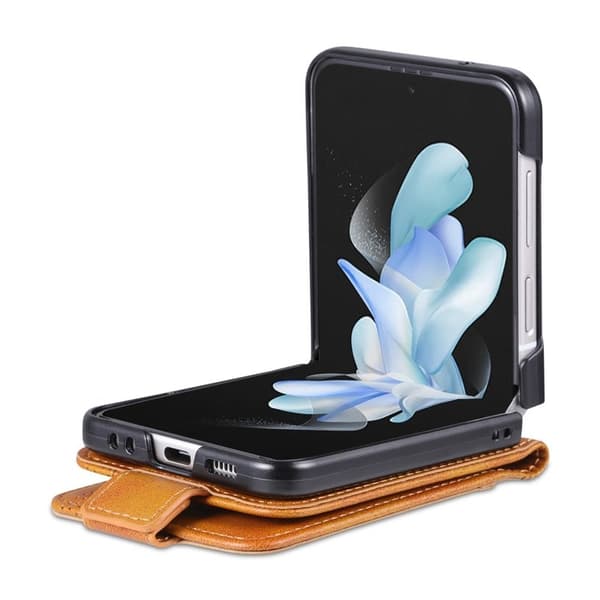 AZNS Samsung Galaxy Z Flip3 5G Plånboksfodral Konstläder - Brun