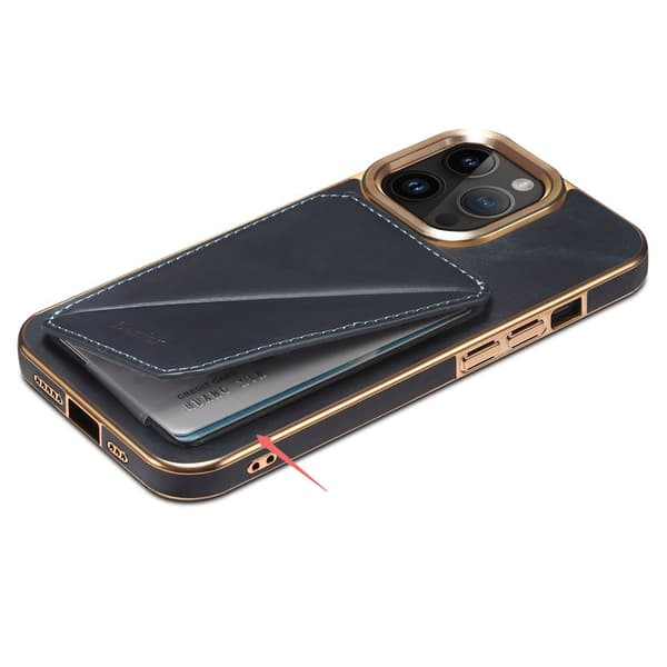 DENIOR Mobilskal till iPhone 14 Pro Max Äkta Läder + TPU + PC - Blå