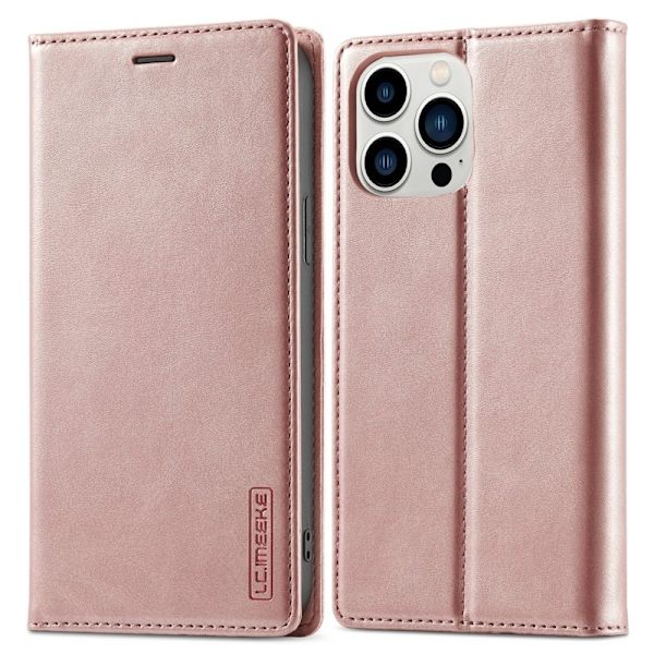 LC.IMEEKE iPhone 14 Pro Max Plånboksfodral Konstläder - Rosa