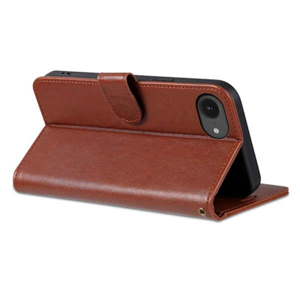 AZNS iPhone 16e Plånboksfodral Anti-Scratch Konstläder - Brun