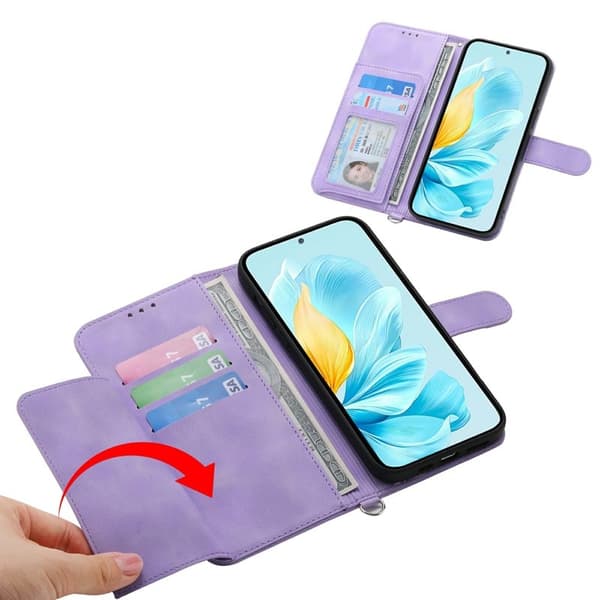 Samsung Galaxy S26 Plus Plånboksfodral Konstläder Blommönster - Lila