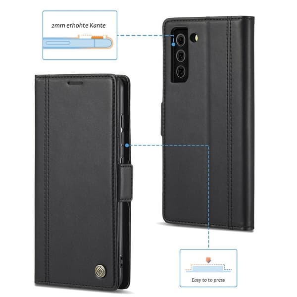 LC.IMEEKE Samsung Galaxy S21 FE Plånboksfodral Konstläder - Svart
