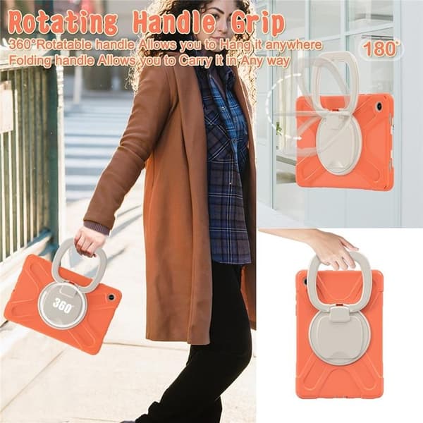 Mobilskal till Galaxy Tab A9 Plus Kickstand Handle Grip - Coral Orange Orange