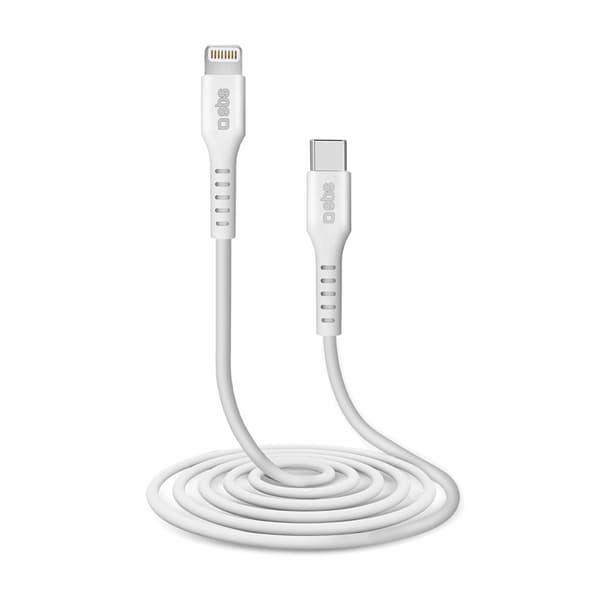 SBS USB-C - Lightning Kabel 2m MFi Certified - Vit Vit