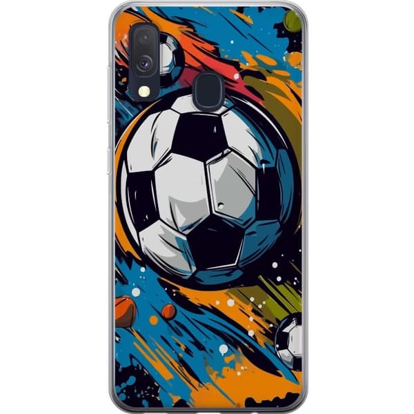 Telefontaske til Samsung Galaxy A40 med fodbolde