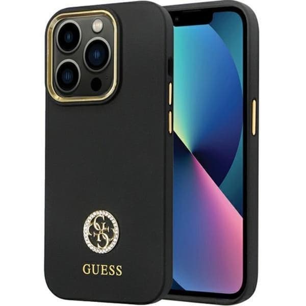 Guess iPhone 13 Pro/13 Mobilskal Silikon Logo Strass 4G - Musta Black