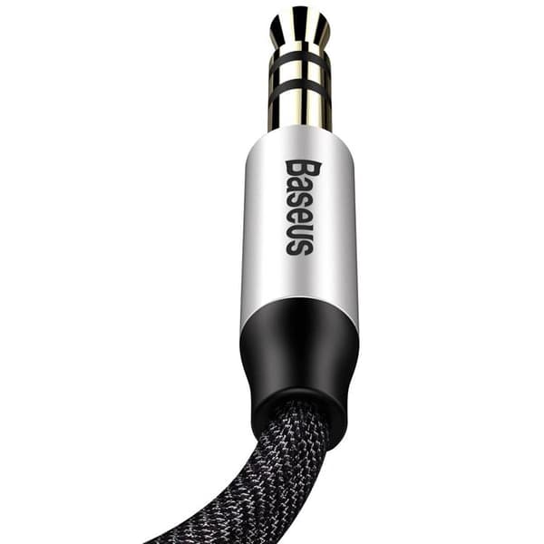 Baseus Stereo AUX Audio 3.5 mm Male Mini Jack 1m Silver/Svart Svart