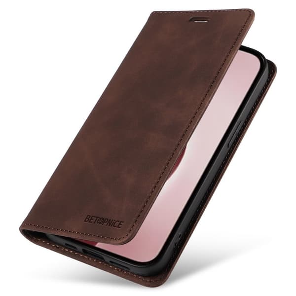 BETOPNICE 003 iPhone 16 Pro Plånboksfodral Konstläder - Brun