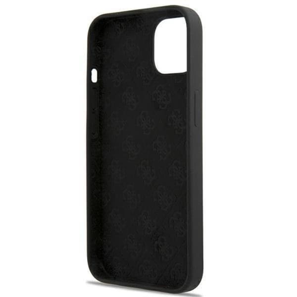 Guess iPhone 13 Skal Magsafe Silicone Script Guld Logo - Musta Black