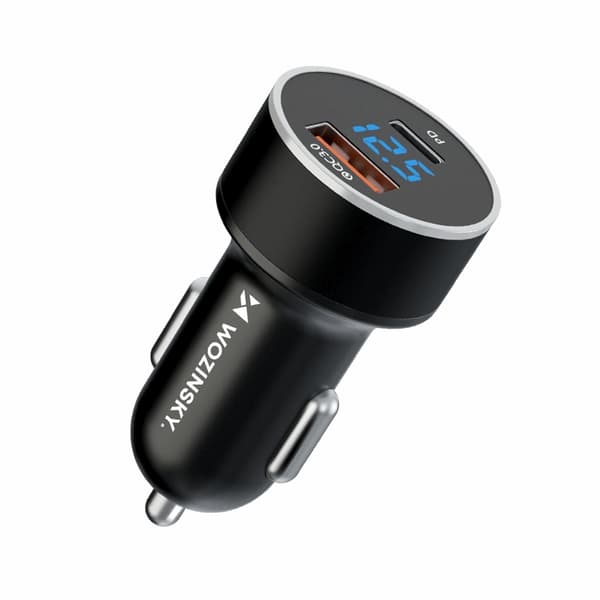 Wozinsky Billaddare USB-C USB-A 36W - Svart Svart