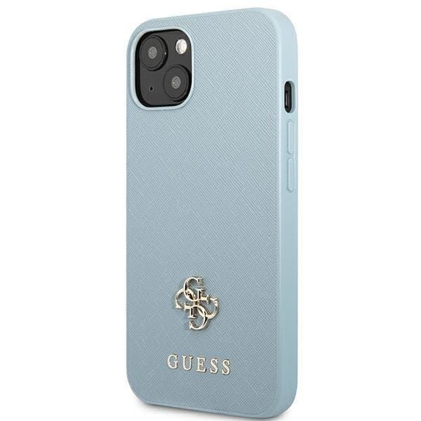 Guess iPhone 13 mini Skal Saffiano Small Metall Logo - Blå Blå