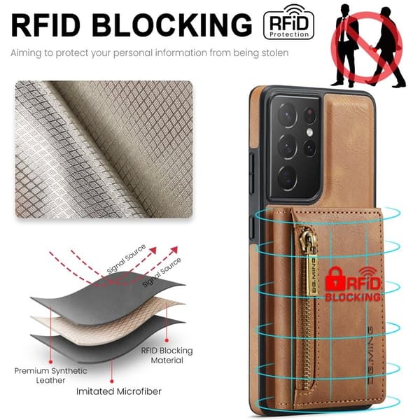 DG.MING Plånboksfodral för Samsung Galaxy S21 Ultra 5G - Brun