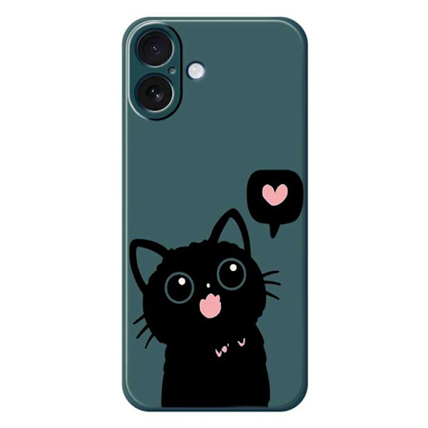 Mobilskal till iPhone 17 Love Black Cat Pattern - Grön Grön