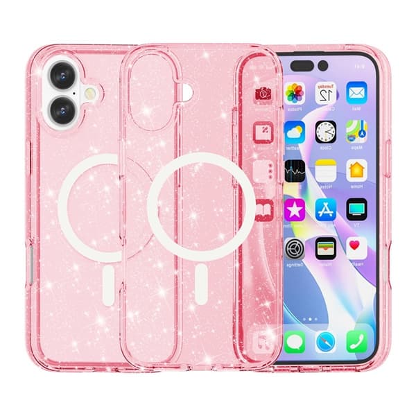 Mobilskal till iPhone 17 MagSafe Puderglitter - Rosa Rosa
