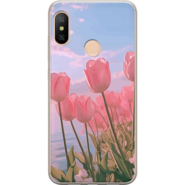Mobilcover til Xiaomi Redmi 6 Pro med lyserøde tulipaner