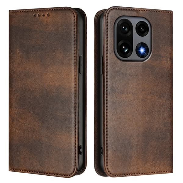 OnePlus 15 5G Plånboksfodral Retro RFID-Skydd Konstläder Brun