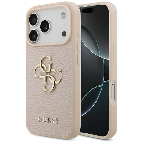 Guess Mobilskal till iPhone 17 Pro Max Grained Classic Logo - Rosa Rosa