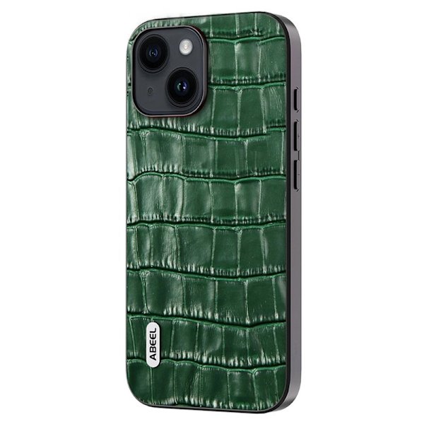 ABEEL iPhone 14 Plus Plånboksfodral Anti-drop Äkta Läder Grön