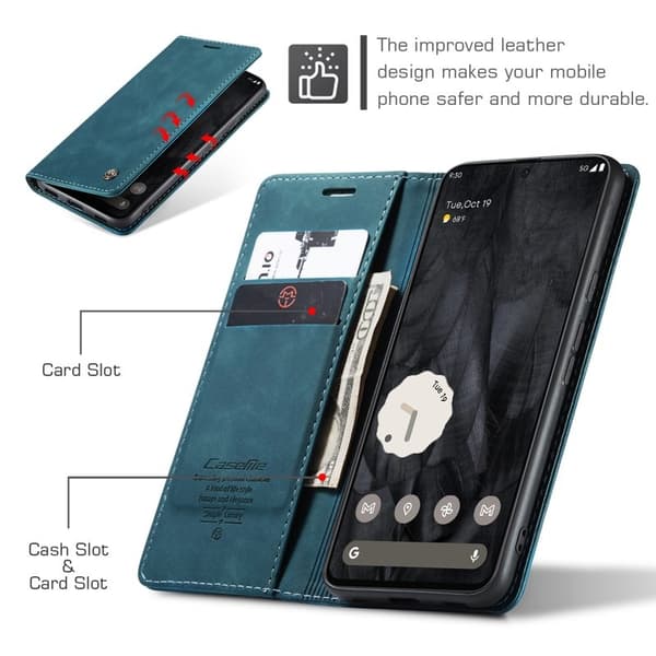 CASEME 013 Series Google Pixel 8 Pro Plånboksfodral Konstläder Blå