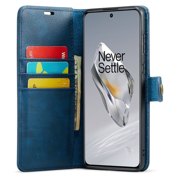 DG.MING OnePlus 12 5G Plånboksfodral Äkta lädermed Ställ - Blå