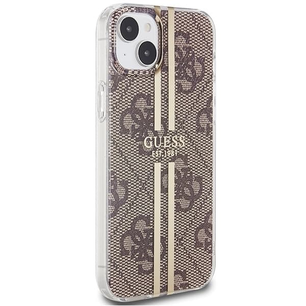 Guess iPhone 15 Plus Etui Brun Guldstribe Brun