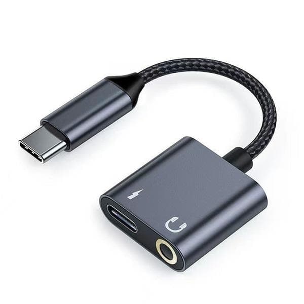 Beline USB-C till USB-C/Ljud Splitter Adapter Jack 3.55mm 60W - Svart