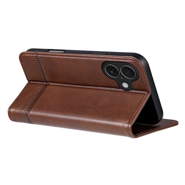 AZNS iPhone 17 Plånboksfodral Konstläder - Brun