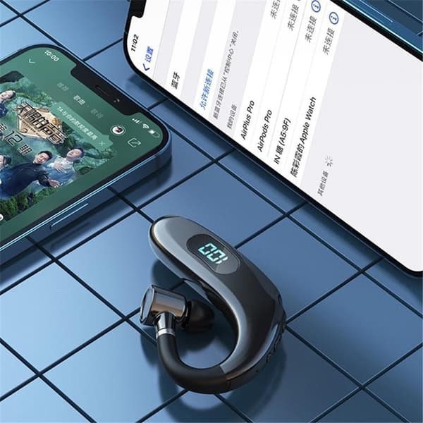 Single In-Ear Hörlur Bluetooth med Digital LED-Display Earhook Q20 - Gul Gul