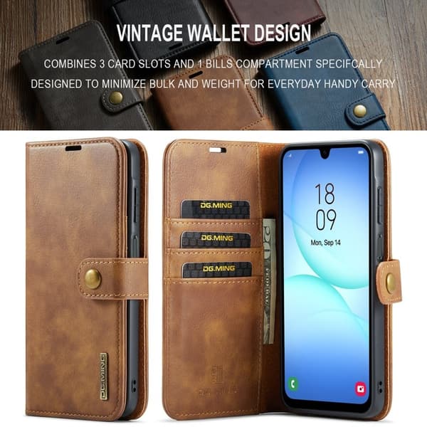 DG.MING Samsung Galaxy A17 5G Plånboksfodral Äkta läder - Brun