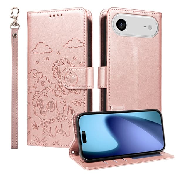 iPhone Air Konstläder Plånboksfodral RFID-Skydd med handledsrem - Rosa Rosa