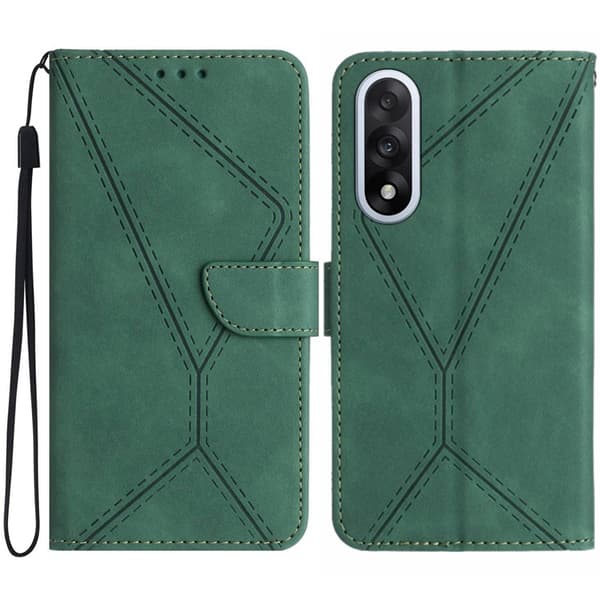 OnePlus Nord 5 Plånboksfodral Präglad Läder - Grön Grön