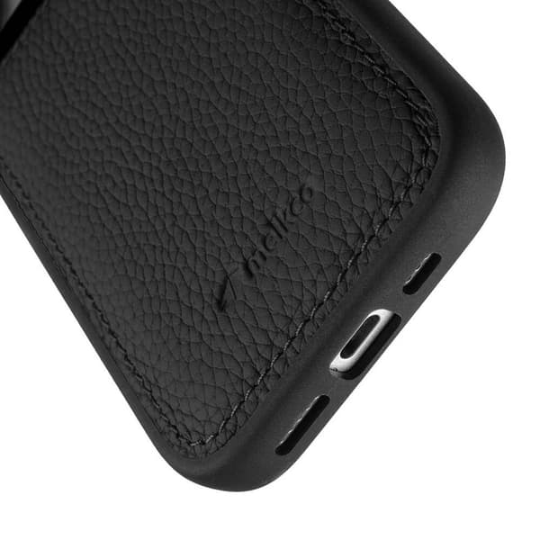 MELKCO Mobilskal till iPhone 16 Pro Äkta Läder Belagt PC - Svart