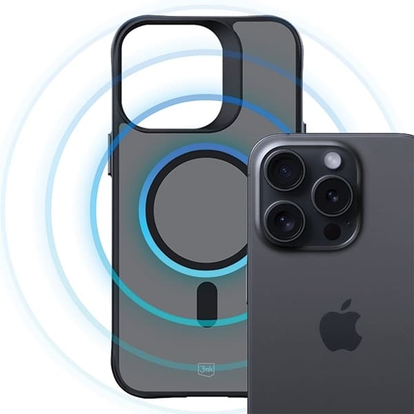 3MK Telefontaske til iPhone 15 Pro MagSafe Smoke - Sort