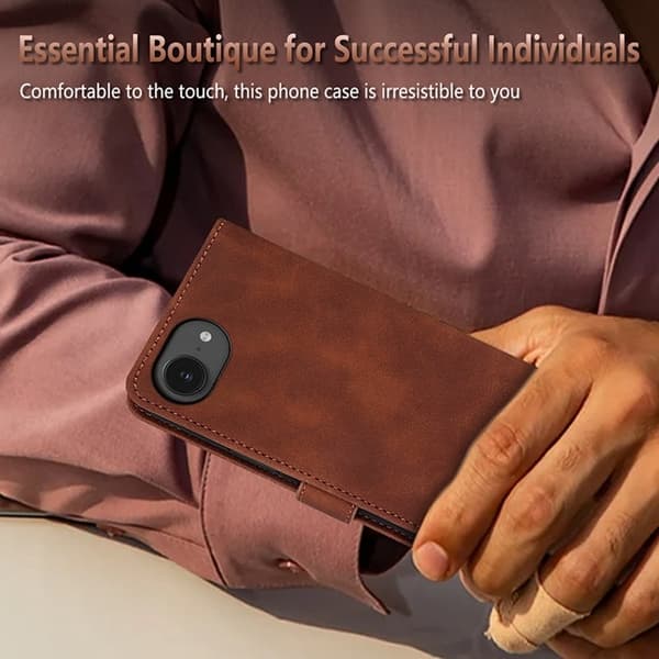 AZNS iPhone 16e Plånboksfodral Konstläder - Svart