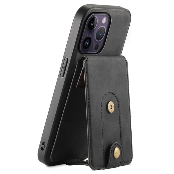 DENIOR D14 Mobilskal till iPhone 14 Pro Max Magnetiskt Läder Svart