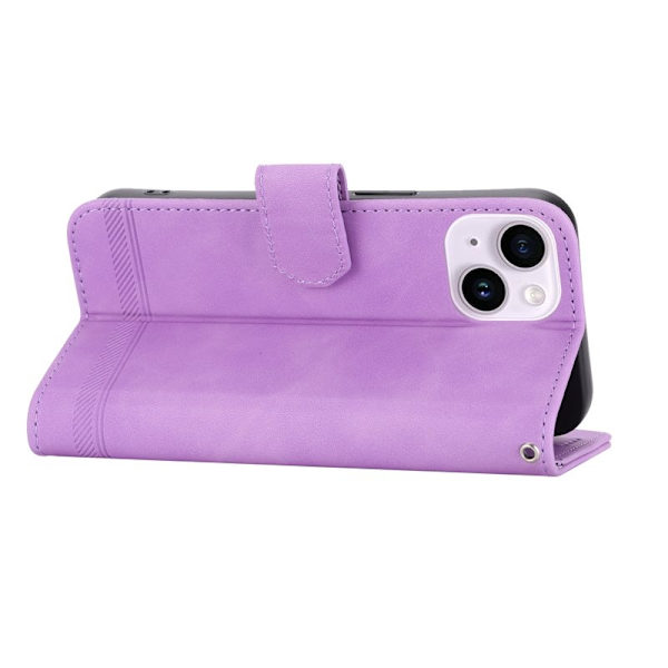 DIERFENG DF-03 Plånboksfodral i Konstläder för iPhone 15 Plus - Lila