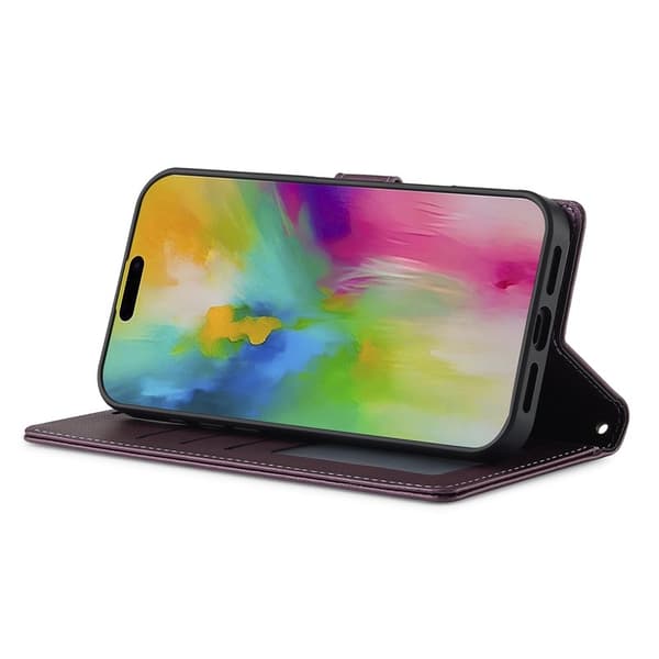 LC.IMEEKE L2 Series iPhone 16 Plånboksfodral Konstläder - Lila