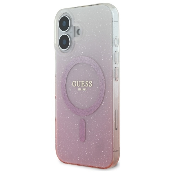 Guess telefontaske til iPhone 16 6.1 MagSafe IML Glitter Gradient - Lyserød