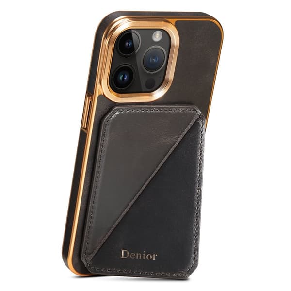 DENIOR Mobilskal till iPhone 14 Pro Max Äkta Läder + TPU + PC - Svart